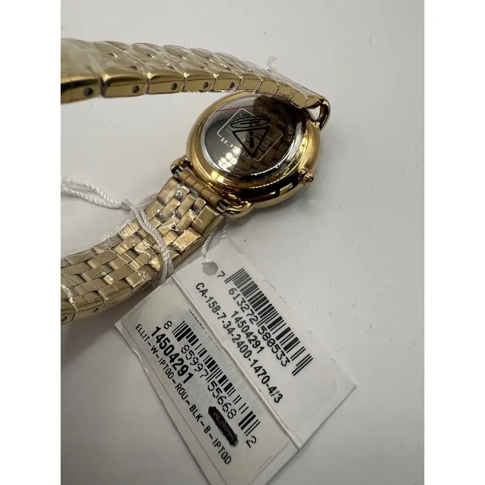 Coach Elliot Women Watch Gold Ip Black Dial Crystal Markers Nwt 14504291 Gold
